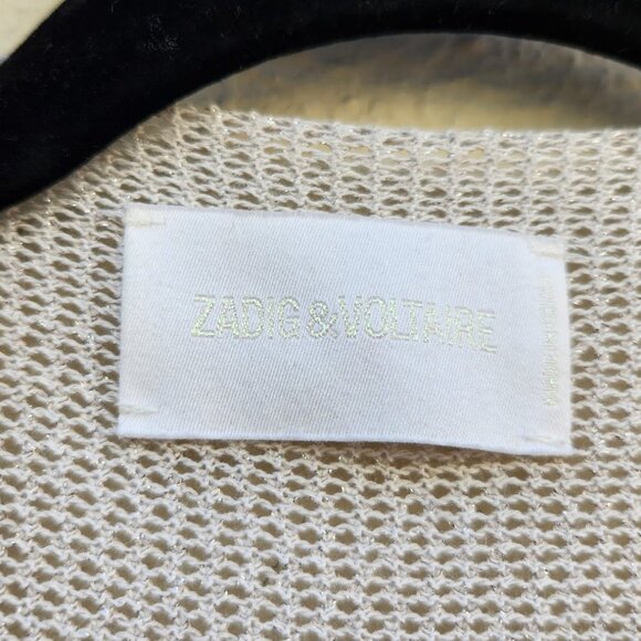 Zadig and Voltaire Daphnee Mesh Metallic Open Front Cardigan - Picture 5 of 6